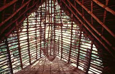Interior of Hemant's keet house in Petite Ferme