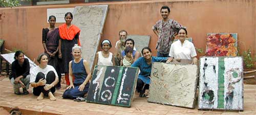 a proud Handmade Paper team with participating artists and some of the work..