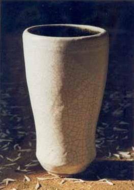 Stoneware vase, 10"ht, woodfired