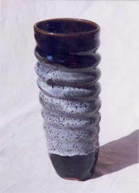 Stoneware, thrown vase, woodfired to cone 10