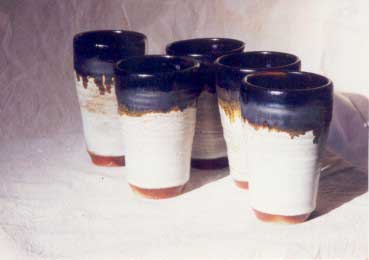 Set of tumblers, 9" ht, reduction fired