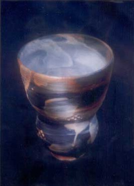 Stoneware vase, 9 "ht, Mike Dodd Workshop, coloured slips