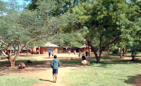 The various classroom buildings are located in a wide and green, spacious area