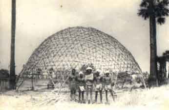 The bamboo dome, built by Johnny and Ramu