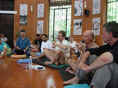 Participants in one of the small group discussions