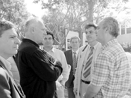 The European Ambassador (2nd left) meets delegates.