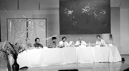 Panel presentation in the Sri Aurobindo Auditorium of Bharat Nivas