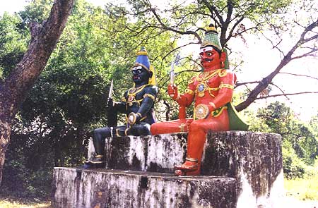 Statues of Iyanar, protector of the sacred groves