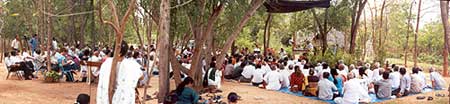 Aurovilians and members of the Sri Aurobindo Ashram came together in "Remembering the Mother" at Savitri Bhavan on January 28th 2001.