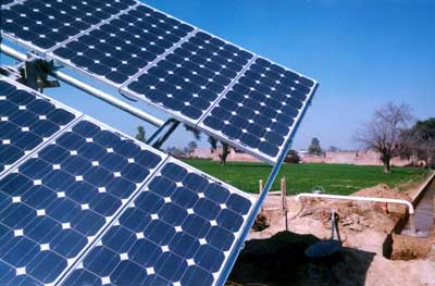 Solar photovoltaic systems for pumping water installed in the Punjab by Aurore Projects and Services.