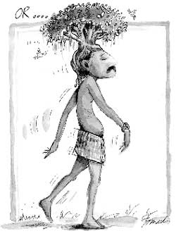 A bird ate the fig and made a dropping on a tree. Of course it could have also landed on a temple roof, or on a rock or�