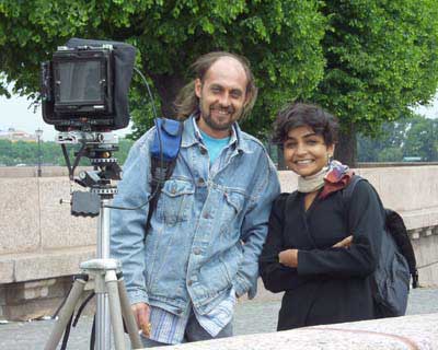 Aurovilians Andrej and Bindu and the camera..