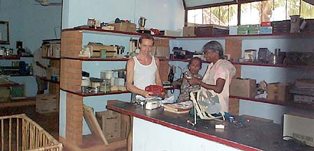The MahaSaraswati team in their free store, located in the Kuilyapalayam village, adjacent to the Aspiration settlement.