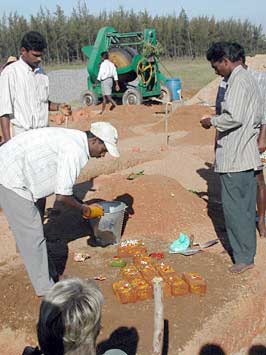 Beginning construction work - with the blessing of the gods..